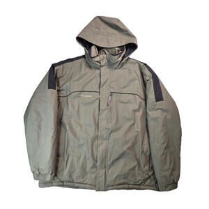Columbia Beige Gray Insulated Hooded Parka Puffer Jacket Mens Size XXL 2XL